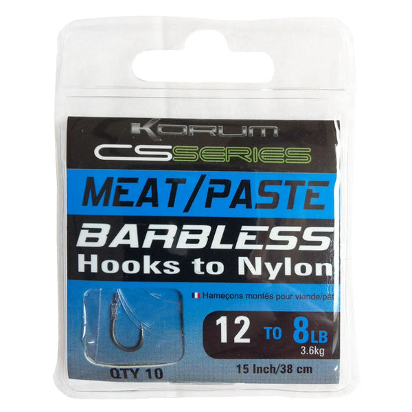 Korum Meat/Paste Barbless Hooks to Nylon