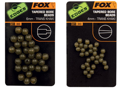 FOX Edges 4mm tapered bore beads x 30 trans khaki