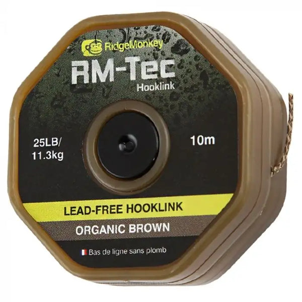 Ridgemonkey RM-Tec Lead Free Hooklink 25lb 10m Organic Brown